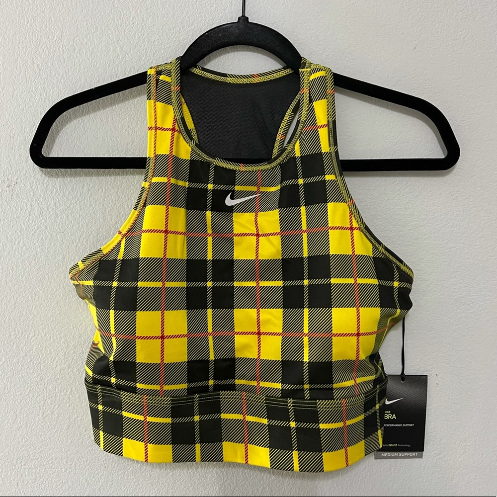NWT 🟡⚫️ Nike Dri-fit yellow plaid sport bra - L
